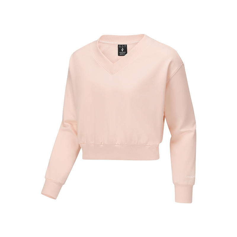 Skechers Sweatshirts Women's Cloud Pink V Neck Moderate Regular