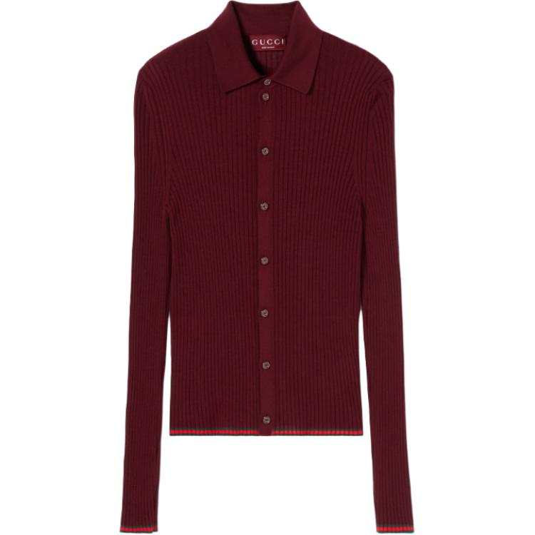 GUCCI Polo Shirts Men's Burgundy Moderate