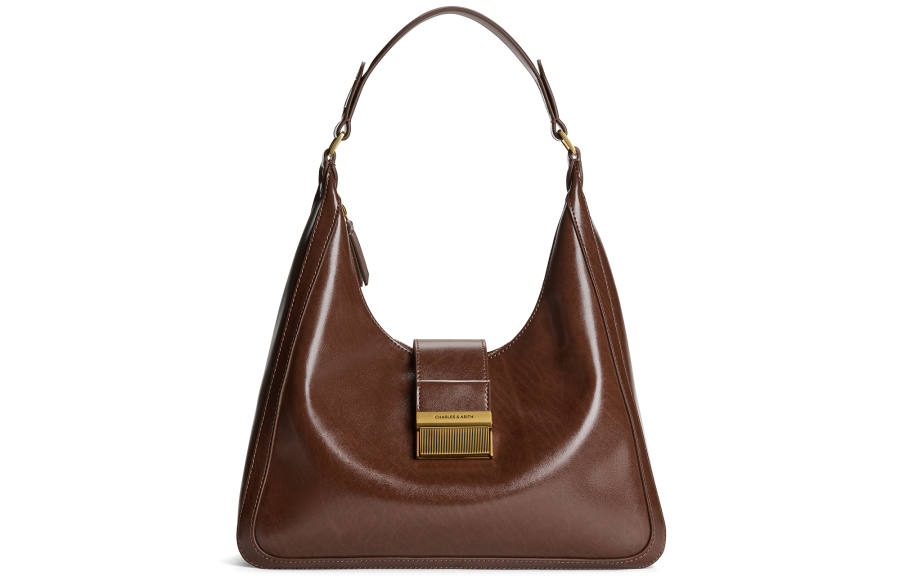 CHARLES&KEITH Pu Shoulder Bag Large Women's Dark Moss Dark Moss Green/Toffee Medium Umber/Dark Brown Dark Brown