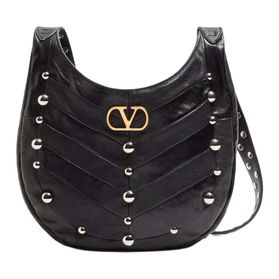 Valentino Sheepskin Hobo Bag Shoulder Bag Small Women's Black