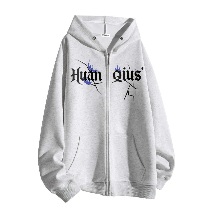 HUANQIU Sweatshirts Unisex Hooded Moderate Cardigan