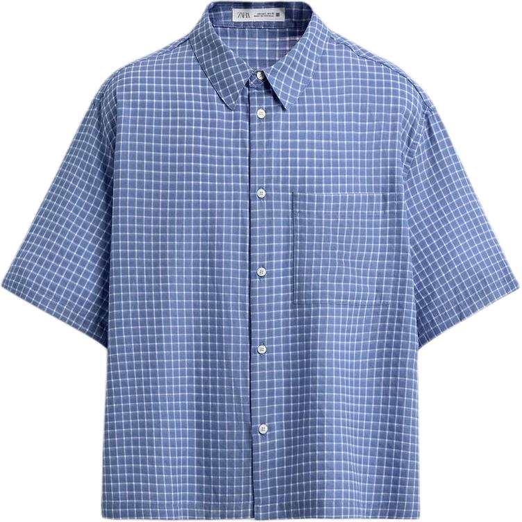 ZARA ZARA Shirts Men's Blue Lapel Moderate