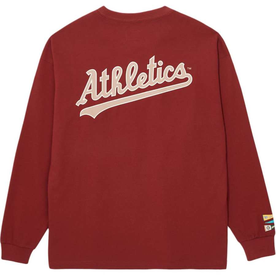 New Era T Shirts Unisex Dark Red Crew Neck Moderate