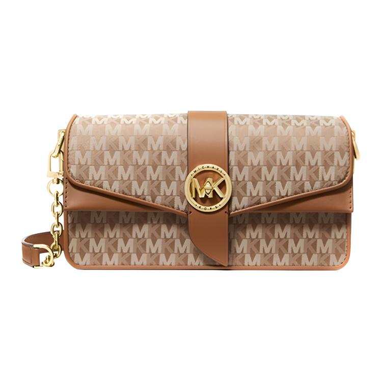 MICHAEL KORS Greenwich Fabric Shoulder Bag, Crossbody Bag Medium Women's Acorn Brown