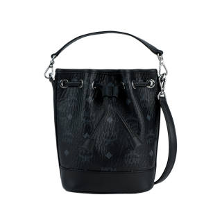MCM Visetos Embossed Coated Canvas Bucket Bag, Crossbody, One Shoulder Handbag Mini Women's Black