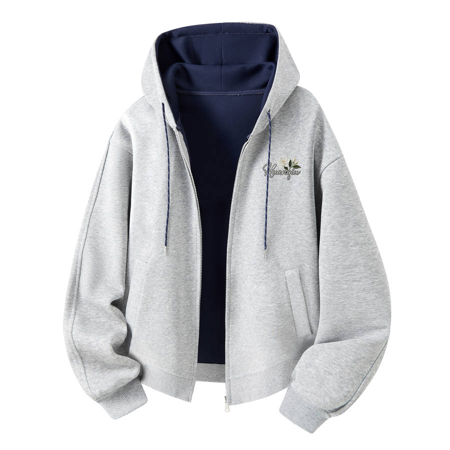 HUANQIU Sweatshirts Unisex Hooded Moderate Cardigan