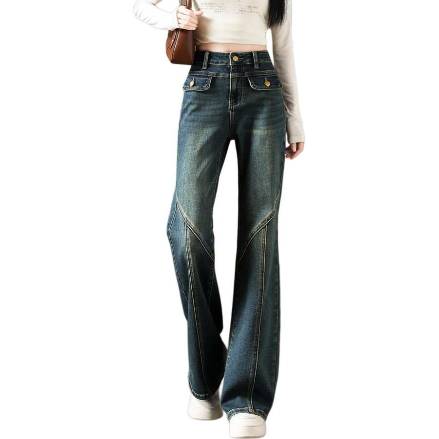 Tonlion Jeans Women's Blue Moderate Flared Pants