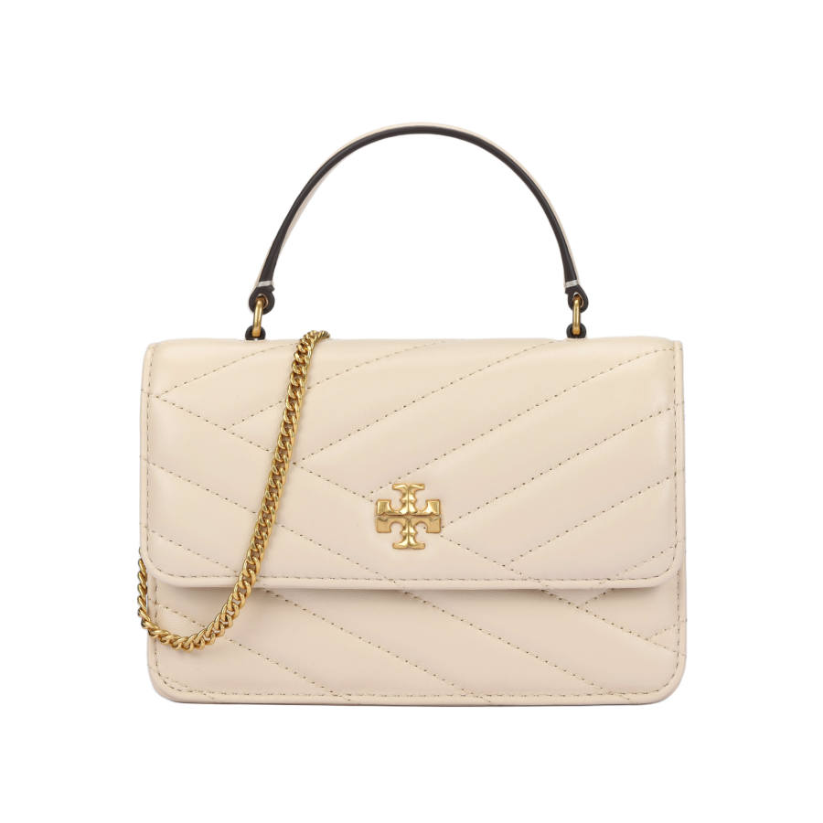 TORY BURCH Kira Leather Envelope Bag, Wallet, Portable Crossbody Bag, Shoulder Bag Mini Women's Cream