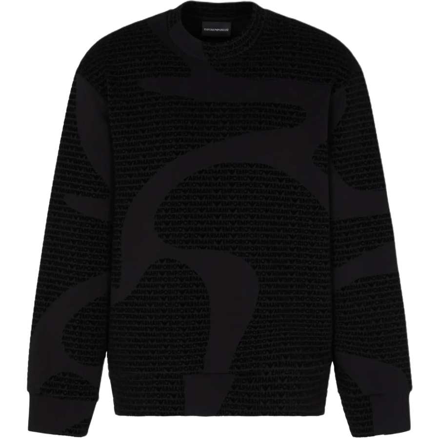 Emporio Armani All-Over Flocked Logo Jersey Sweatshirt