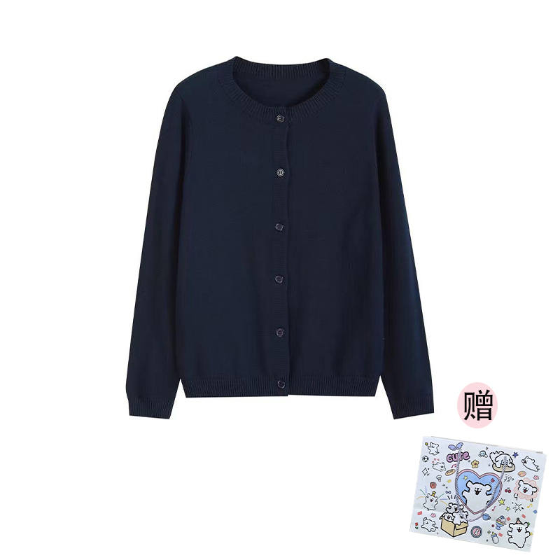 MARIE·COCO Knitwear Women's Navy Blue Crew Neck Moderate Cardigan