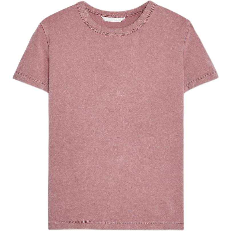 ZARA T Shirts Women's Light Pink Crew Neck Moderate