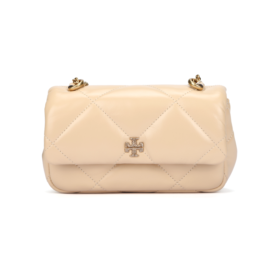 TORY BURCH Kira Leather Crossbody Bag, Shoulder Bag Mini Women's Beige