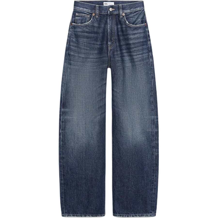 ZARA Trf Jeans Women's Sea Blue Moderate Wide Leg Pants