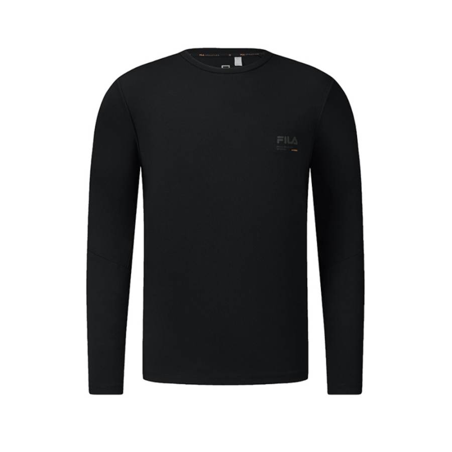FILA Fitness T Shirts Men's Pitch Black Crew Neck Moderate