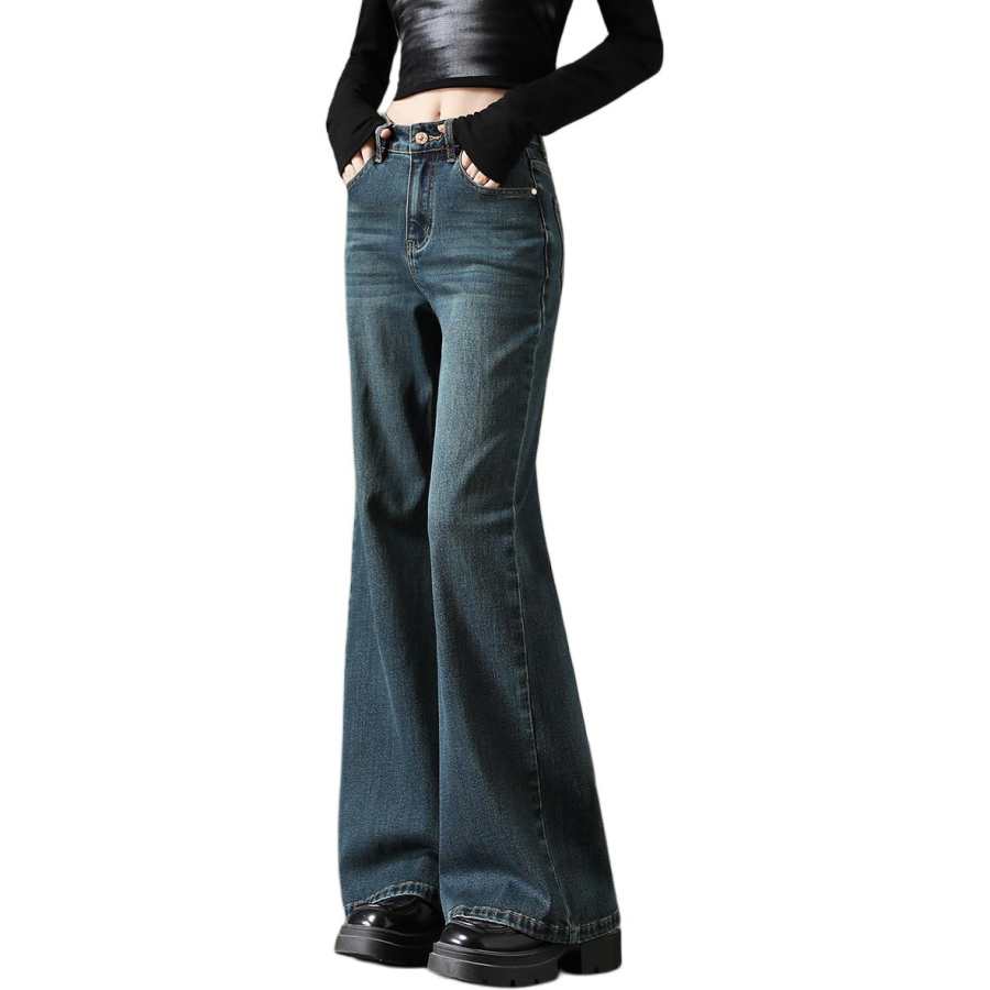 Tonlion Jeans Women's Blue Moderate Flared Pants