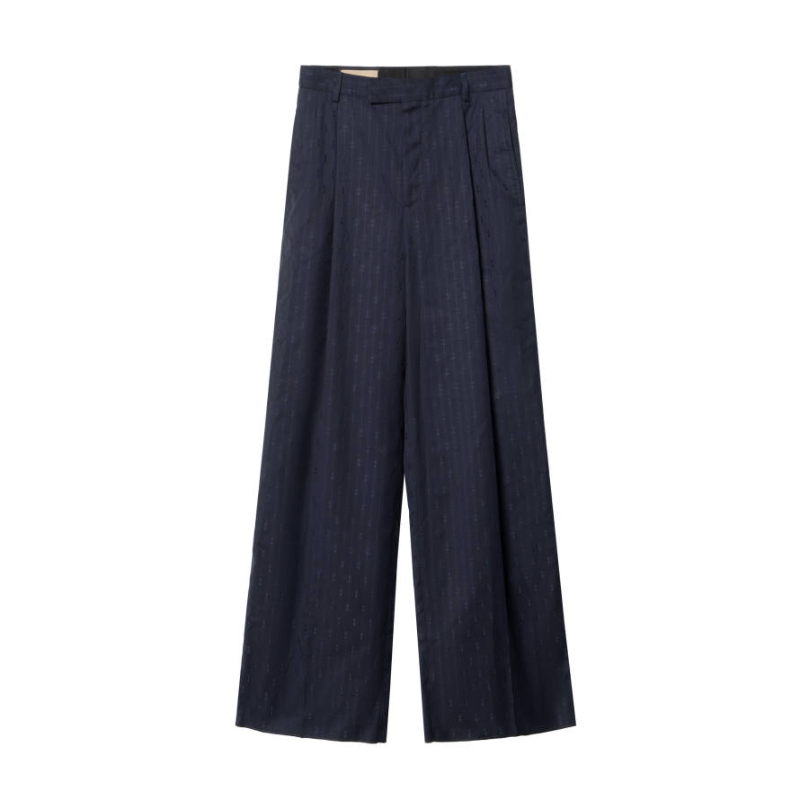GUCCI Wide Horsebit Striped Trousers