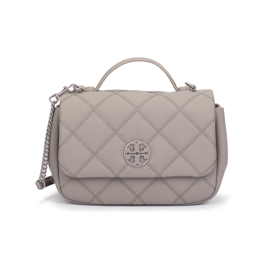 TORY BURCH Cow Leather Shoulder Bag, Crossbody Bag, Handbag Small Women's Gray