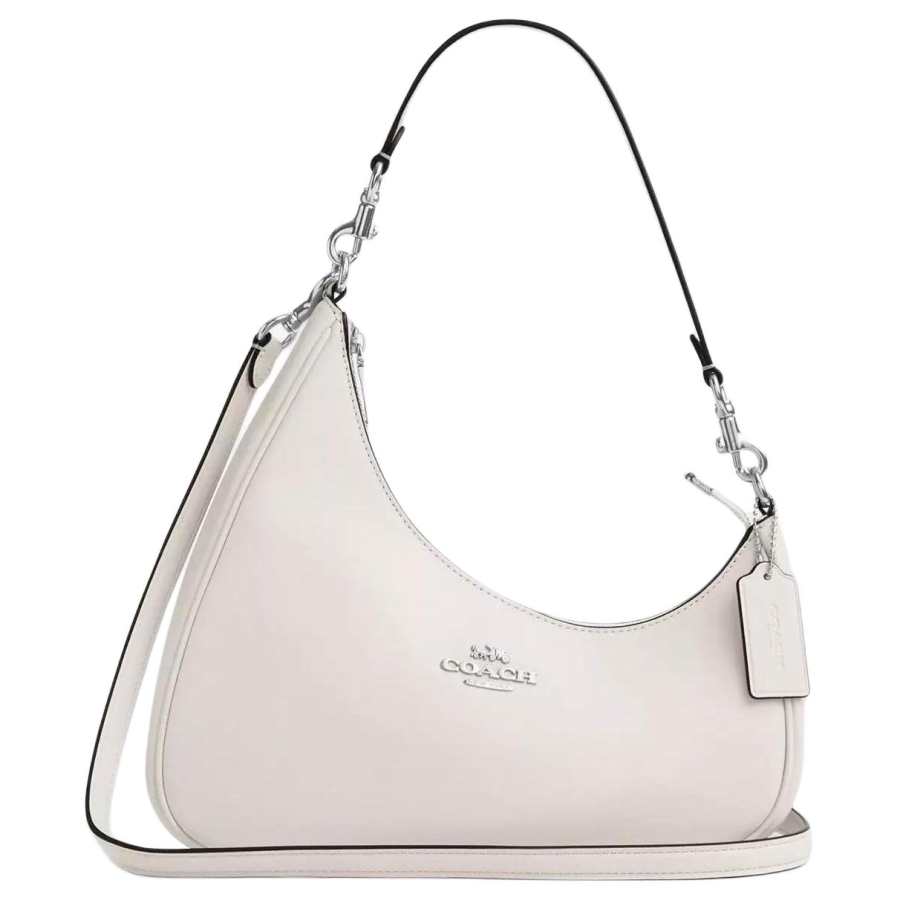 COACH Teri Smooth Leather Shoulder Bag Large Women's Craie Silver