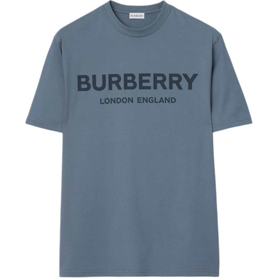 Burberry T Shirts Men's Carbon Blue Crew Neck Moderate