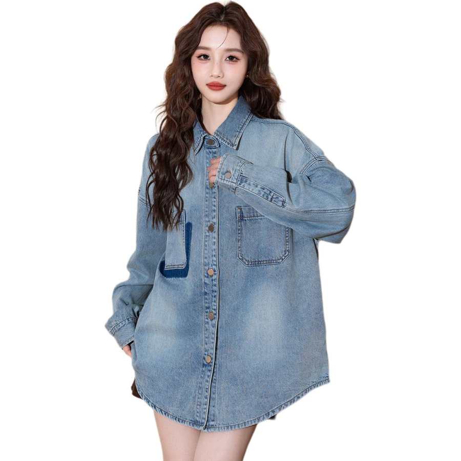 Tonlion Shirts Women's Light Blue Lapel Moderate Straight Fit