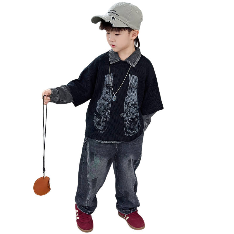 Lanza Casual Sportswear Spring Fall Black Gray Children Aged 3 7 Years Old
