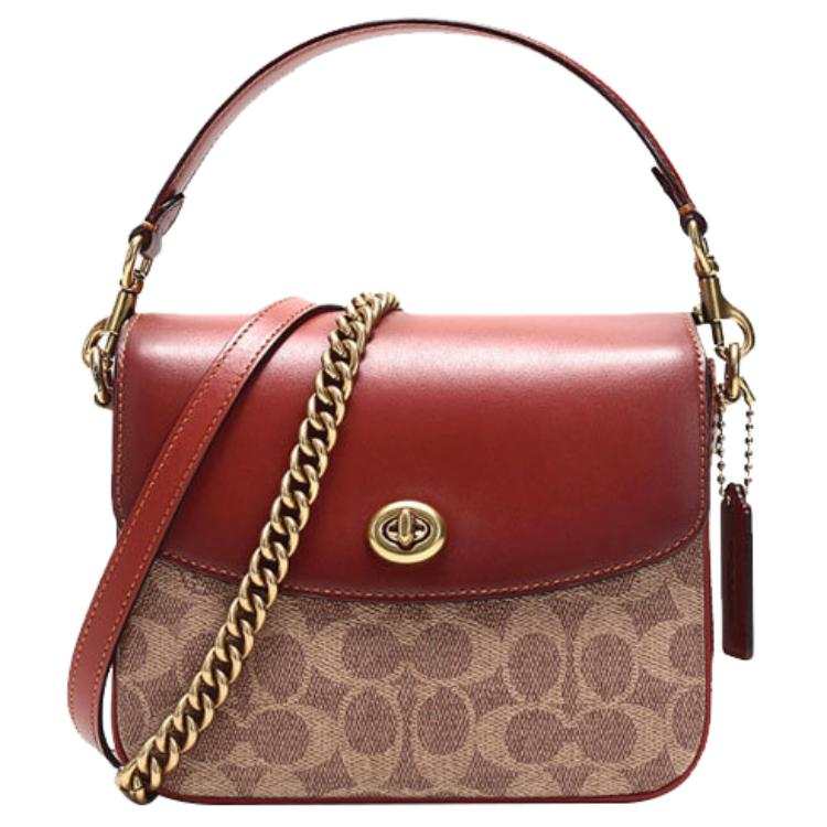 COACH Cassie Canvas With Leather Crossbody Handbag Small Women's Khaki Rust