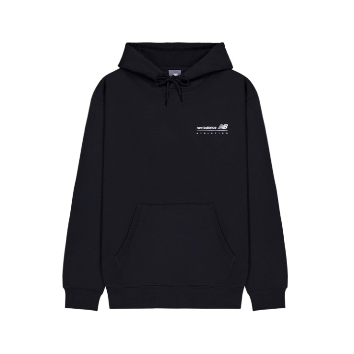 New Balance New Balance Fleece Lined Loose Fit Hooded Minimalist Style Comfortable Pullover Sweatshirt Men's Black