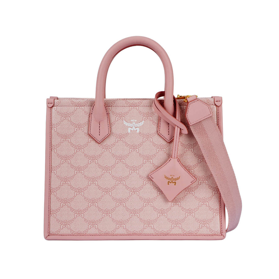 MCM Himmel Coated Canvas With Leather Tote Bag, Shopping Bag, Crossbody Bag, Handbag Small Women's Cherry Blossom Pink