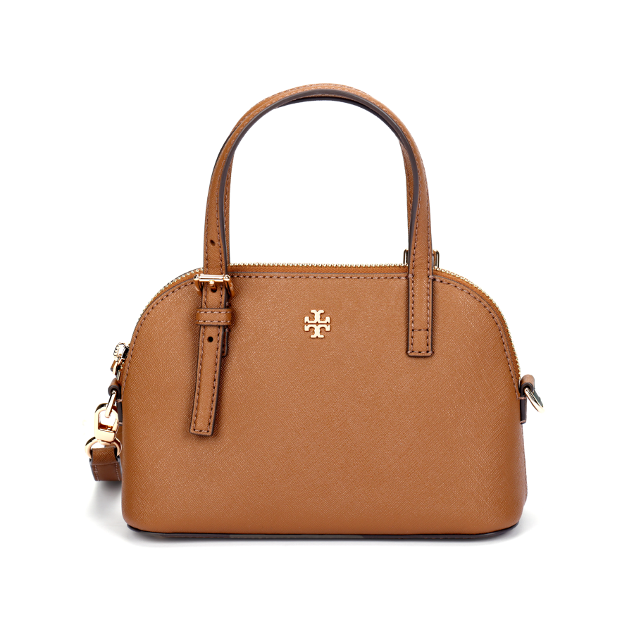TORY BURCH Emerson Leather Dome Bag, Shoulder Bag, Crossbody Bag, Handbag Women's Camel