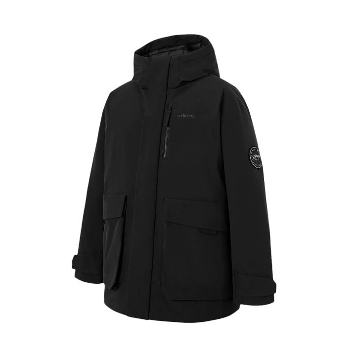 Adidas Adidas Down Jackets Men's Black Hooded Non Detachable Moderate