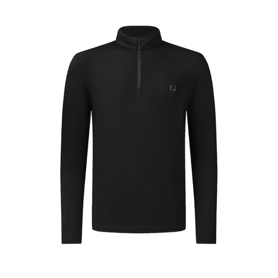FILA Golf T Shirts Men's Pitch Black Stand Collar Moderate