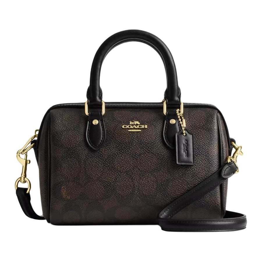 COACH Rowan Coated Canvas Shoulder Bag, Crossbody Bag, Handbag Small Women's Brown