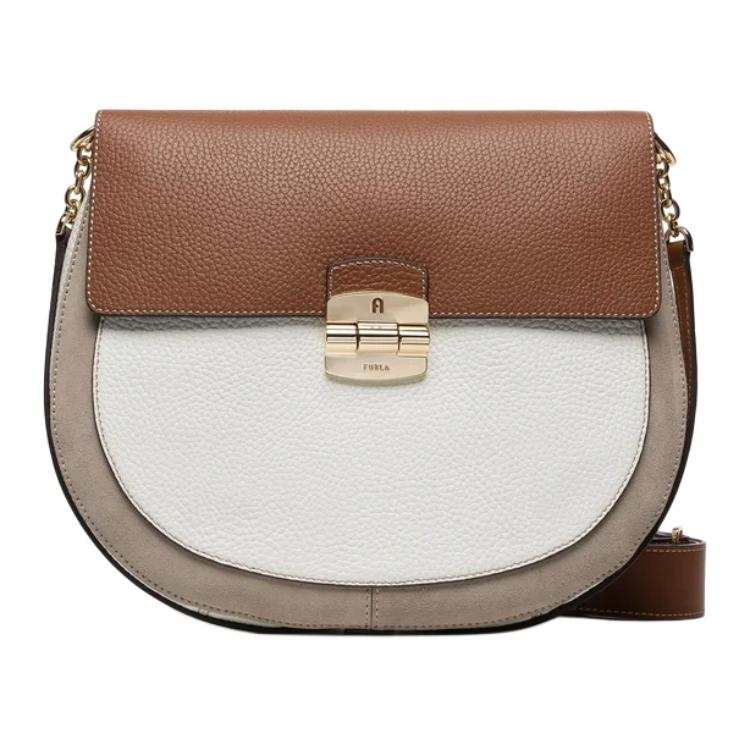 Furla Leather Crossbody Bag, Shoulder Bag Women's Brown & White