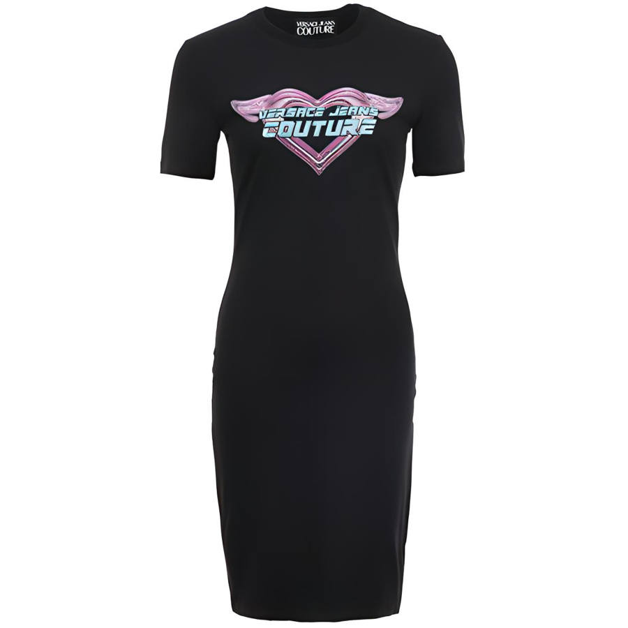 VERSACE JEANS COUTURE SS24 Short Sleeved Dress Women's Black