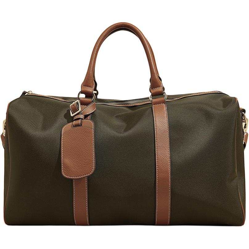 LAORENTOU Fabric With Cow Leather Travel Bag Unisex Army Green