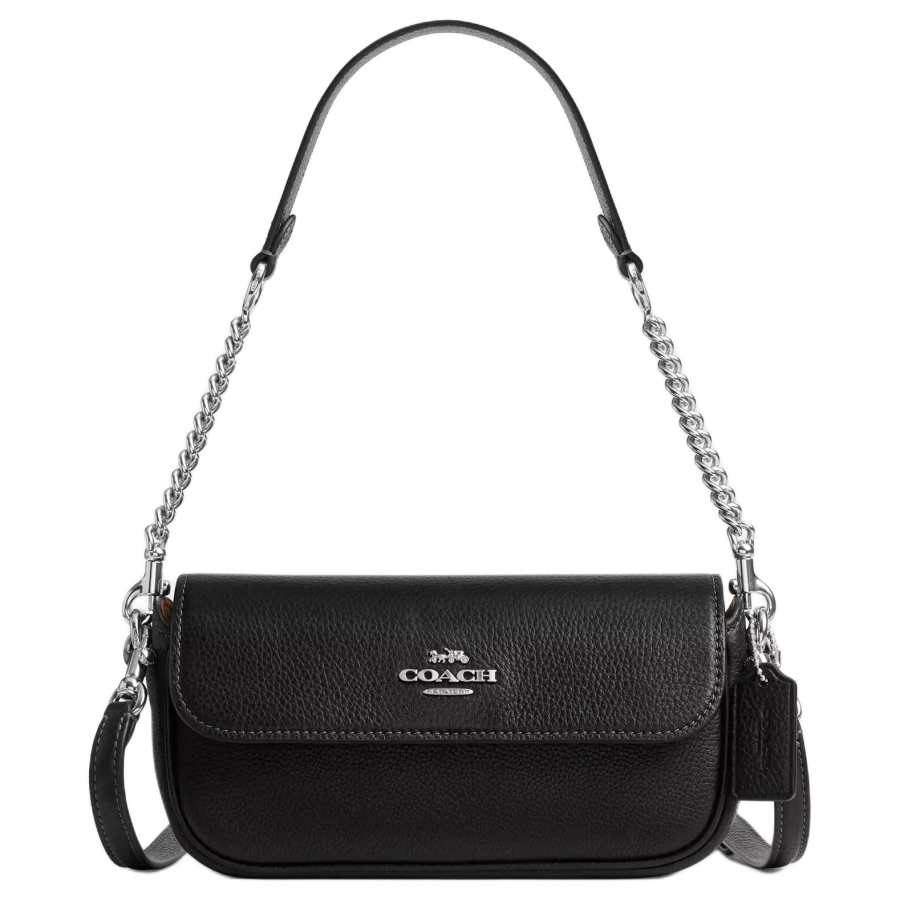 COACH Hailey Cow Leather Crossbody Handbag, Shoulder Bag Small Women's Black
