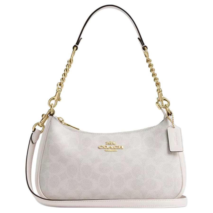 COACH Teri Artificial Leather Crossbody Bag, Shoulder Bag Medium Women's Chalk White