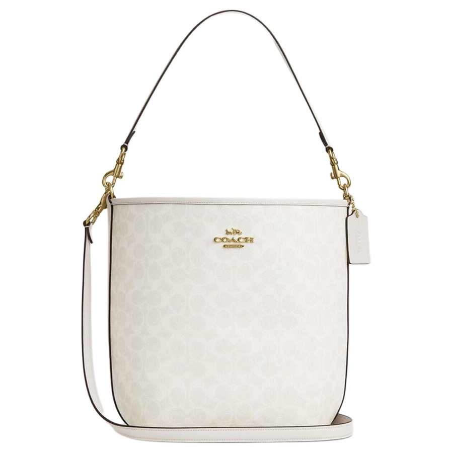 COACH City Bucket Artificial Leather Bucket Bags Crossbody Bag, Shoulder Bag Large Women's Chalk White