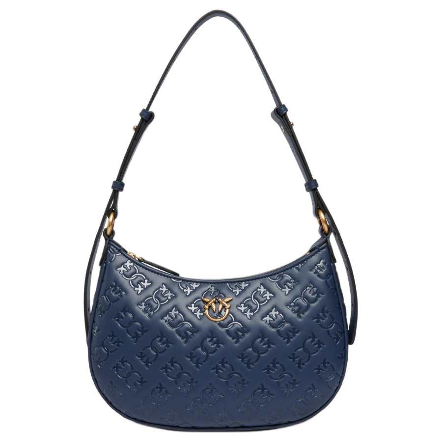 PINKO Cow Leather Crescent Bag, Crossbody Bag, Shoulder Bag Small Women's Blue