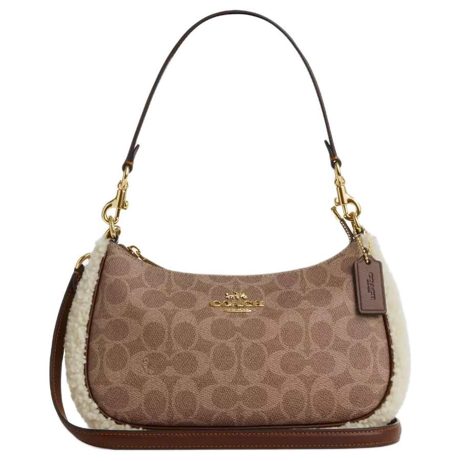 COACH Leather Portable Crossbody Bag, Shoulder Bag Medium Women's Brown