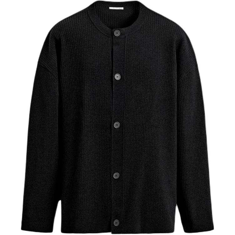 ZARA Knitwear Men's Black Crew Neck Moderate Cardigan