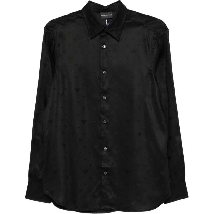 EMPORIO ARMANI Shirts Men's Black Lapel Moderate