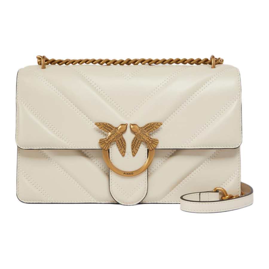 PINKO Love Bag Sheepskin Crossbody Bag, Shoulder Bag Medium Women's Beige