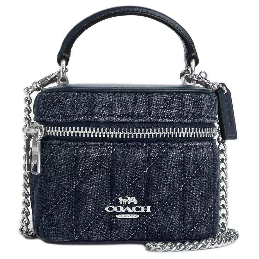 COACH Denim With Smooth Leather Shoulder Bag, Crossbody Bag, Handbag Mini Women's Blue