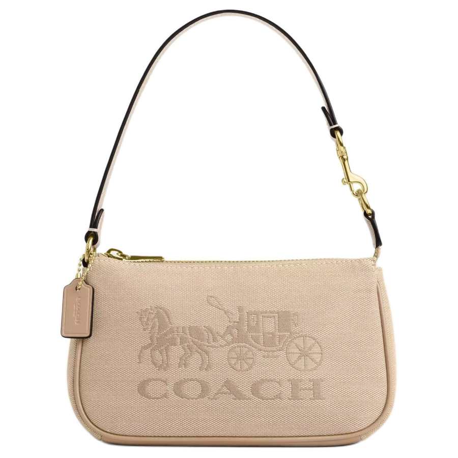 COACH Nolita Canvas With Leather Handbag, Shoulder Bag Small Women's Deep Natural Mixed Color
