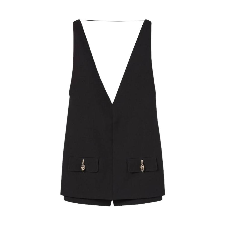 Gucci Crêpe wool silk jumpsuit with tiger