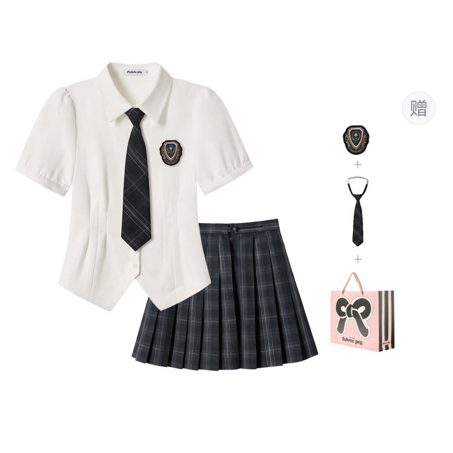 FABRIC PIG Uniforms Women's Lapel Moderate Short Skirt