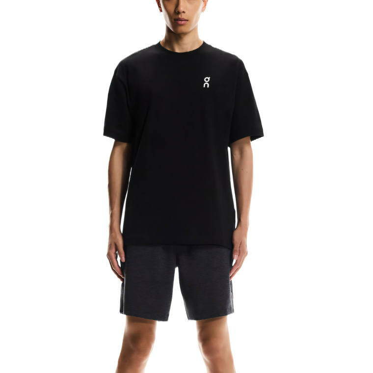 On Club T Shirts Men's Black Crew Neck Moderate Straight Fit