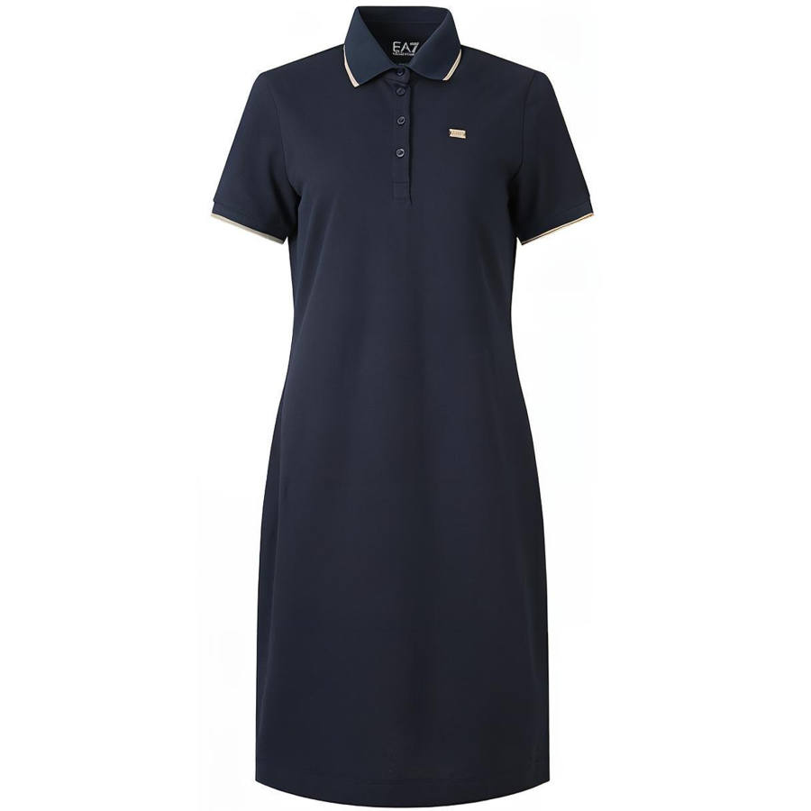 EMPORIO ARMANI EA7 SS24 Short Sleeved Dress Women's Marine Blue