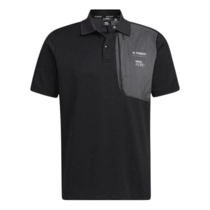 Adidas Adidas Polo Shirts Men's Black Polo Collar Moderate Straight Fit